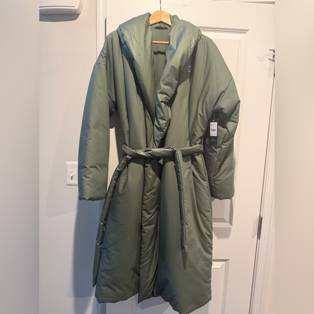 Peloton Olive Green Puffer Robe Coat